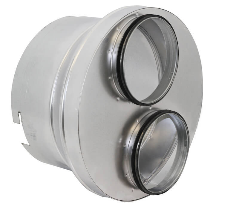 HEYLO tweetraps aanzuig-, uitblaasadapter (1 x 420 mm > 3 x 205 mm) voor PowerVent 8000