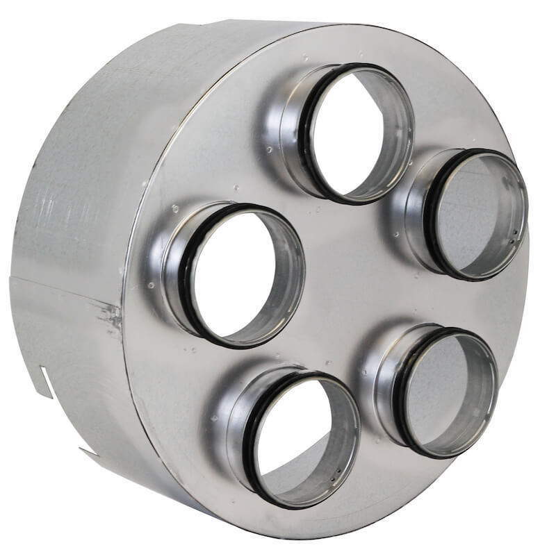 HEYLO vijftraps aanzuig-, uitblaasadapter (1 x 420 mm > 5 x 100 mm) voor PowerVent 3000